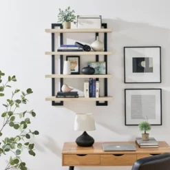 36" X 28.4" 4 Tier Floating Bracket Wall Shelf Unit - Danya B.