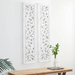 Set Of 2 Wood Floral Intricately Carved Scroll Wall Decors White - Olivia & May -Safavieh Store GUEST 01e5800a 8f4b 40af 837f dab6ecf34eb4