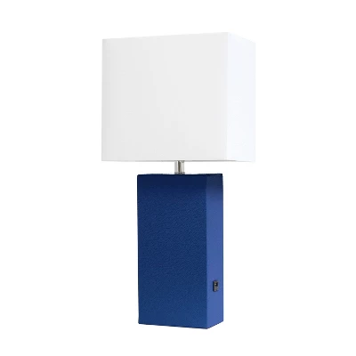 21" Lexington Leather Base Modern Home Decor Bedside Table Lamp With USB Charging Port And Fabric Shade - Lalia Home 14 21" Lexington Leather Base Modern Home Decor Bedside Table Lamp With USB Charging Port And Fabric Shade - Lalia Home - Image 12