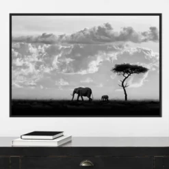 33" X 22" Elephant Silhouettes At Maasai Mara By 1x Framed Canvas Wall Art Black - Amanti Art -Safavieh Store GUEST 070d0350 7572 4c8a bd6e d25325b3d726