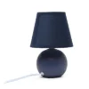 8.66" Petite Ceramic Orb Base Bedside Table Desk Lamp With Matching Tapered Drum Fabric Shade Blue - Creekwood Home
