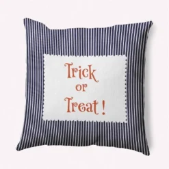 16"x16" Halloween Trick Or Treat Ticking Square Throw Pillow - E By Design -Safavieh Store GUEST 075381df eb76 4185 b1aa b4dd5d163118