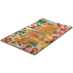 Northlight Pink And Orange Floral "Home" Outdoor Natural Coir Doormat 18" X 30" -Safavieh Store GUEST 077eee12 f225 4a07 b2ce 525790b896bb