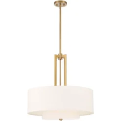 Possini Euro Design Sundry Warm Brass Pendant Chandelier 24" Wide Modern Double Drum Shades 4-Light Fixture For Dining Room House Foyer Kitchen Island -Safavieh Store GUEST 08910e51 30b2 43c2 b576 d65de6e7ce98