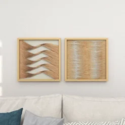 Wood Abstract Handmade Shadow Box With Rattan Weaving Set Of 2 Brown - Olivia & May -Safavieh Store GUEST 08b6d6f2 c27a 4bd9 b5f4 708c97c632b5
