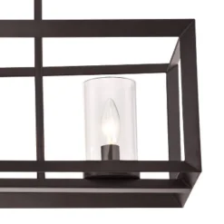 Franklin Iron Works Cove Point Oil Rubbed Bronze Linear Pendant Chandelier 34 1/2" Wide Rustic Clear Glass 4-Light Fixture For Dining Room Kitchen -Safavieh Store GUEST 0aca812e cbeb 456f 8605 9ef08dfff1ff