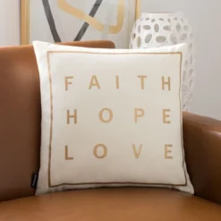 Faith Pillow - Beige/Gold - 18" X 18" - Safavieh