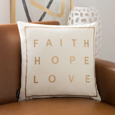 Faith Pillow - Beige/Gold - 18" X 18" - Safavieh 3 Faith Pillow - Beige/Gold - 18" X 18" - Safavieh