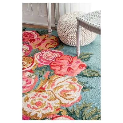 Hand Hooked Rose Bouquet Area Rug - NuLOOM 4 Hand Hooked Rose Bouquet Area Rug - NuLOOM - Image 2