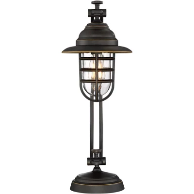 Franklin Iron Works Knox Industrial Desk Lamp 24" High Oil Rubbed Bronze LED Cage Glass Shade For Bedroom Living Room Bedside Nightstand Office House 7 Franklin Iron Works Knox Industrial Desk Lamp 24" High Oil Rubbed Bronze LED Cage Glass Shade For Bedroom Living Room Bedside Nightstand Office House - Image 5
