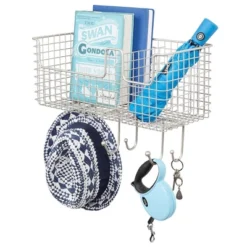 MDesign Metal Storage Organizer Basket With 6 Hooks - Wall Mount -Safavieh Store GUEST 0ed18b8a 8637 4413 9b8b d10d0c47008c