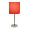 19.5" Bedside Power Outlet Base Metal Table Desk Lamp Brushed Steel With Fabric Shade Red - Creekwood Home -Safavieh Store GUEST 101cd2b2 f6f6 47fa 863b 6dfa7a43213f