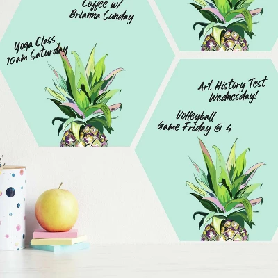 Pineapple Crown Dry Erase Hexagon Peel And Stick Wall Decal Green - RoomMates 4 Pineapple Crown Dry Erase Hexagon Peel And Stick Wall Decal Green - RoomMates - Image 2