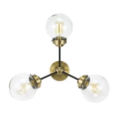 24.5" Mid-Century Glass Globe Flushmount Fixture Ceiling Light (Includes LED Light Bulb) Black/Brass - Cresswell Lighting -Safavieh Store GUEST 10ecbe67 067e 4727 8bbb 3af96fb0be83