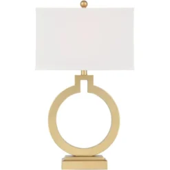 360 Lighting Modern Table Lamps 28 1/2" Tall Set Of 2 With USB Charging Port Brushed Gold Open Ring White Shade For Bedroom Living Room House Bedside -Safavieh Store GUEST 119779f3 0115 4b8a b2db ae0aa4fd66b4