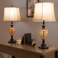 Table Lamps Amber Glass Set Of 2 (Includes LED Light Bulb) - Yorkshire Home -Safavieh Store GUEST 119a5780 0f28 46f4 aaea cf7f0d9f02a1