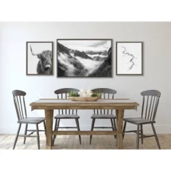 (Set Of 3) 23" X 33" Sylvie Highland Cow Mountains And Inca Trail Framed Canvas Set Gray - Kate & Laurel All Things Decor -Safavieh Store GUEST 120a3832 a53f 435d 8988 0473c338f42d