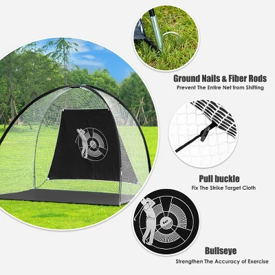 Costway Portable 10' Golf Practice Set Golf Hitting Net Cage W Target Bag Ball Grass Mat 6 Costway Portable 10' Golf Practice Set Golf Hitting Net Cage W Target Bag Ball Grass Mat - Image 4