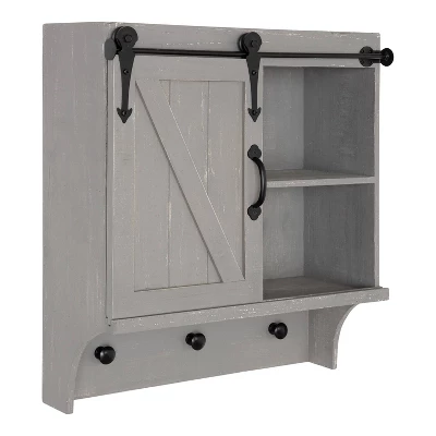 18" X 8" X 20" Decorative Farmhouse Cabinet With Barn Door And 3 Knobs Gray - Kate & Laurel All Things Decor 3 18" X 8" X 20" Decorative Farmhouse Cabinet With Barn Door And 3 Knobs Gray - Kate & Laurel All Things Decor