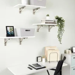 Built Industrial 2 Pack Folding L Wall Shelf Bracket, 16 Inch Collapsible Hardware With Locking Hinge For Garage Shelves, Holds 160lbs