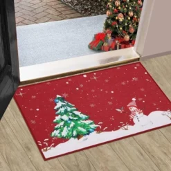 Trinity Snow Man Christmas Tree Xmas Welcome Doormat -Safavieh Store GUEST 153851e5 08c1 423a 93e9 72c9e1fe3706