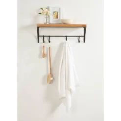 24" X 9" Ozias Shelf With Hooks Rustic Brown/Black - Kate & Laurel All Things Decor -Safavieh Store GUEST 16baca25 2aec 46f2 a488 732676e4fd65