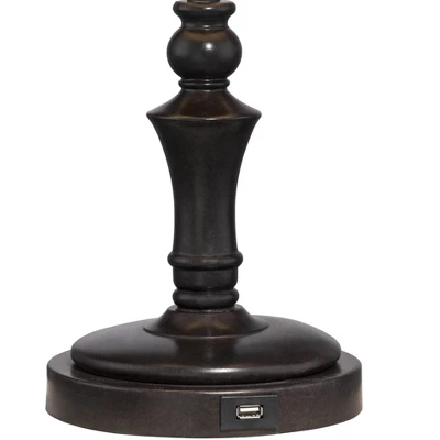 Regency Hill Traditional Swing Arm Desk Table Lamps 21.75" High Set Of 2 With USB Port Bronze Metal Faux Leather Shade For Living Room Bedroom 6 Regency Hill Traditional Swing Arm Desk Table Lamps 21.75" High Set Of 2 With USB Port Bronze Metal Faux Leather Shade For Living Room Bedroom - Image 4