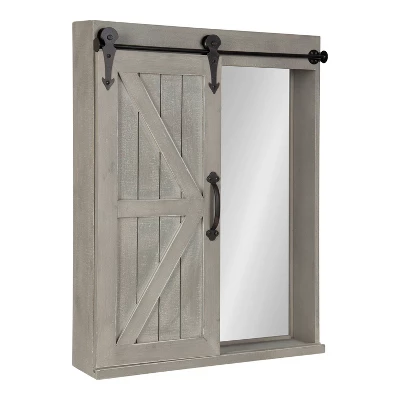 Decorative Wood Wall Storage Cabinet With Vanity Mirror Rustic Gray - Kate & Laurel All Things Decor 7 Decorative Wood Wall Storage Cabinet With Vanity Mirror Rustic Gray - Kate & Laurel All Things Decor - Image 5