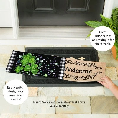 Evergreen Shamrocks Buffalo Plaid Sassafras Indoor Outdoor Switch Doormat 1'10"x10" Black 5 Evergreen Shamrocks Buffalo Plaid Sassafras Indoor Outdoor Switch Doormat 1'10"x10" Black - Image 3