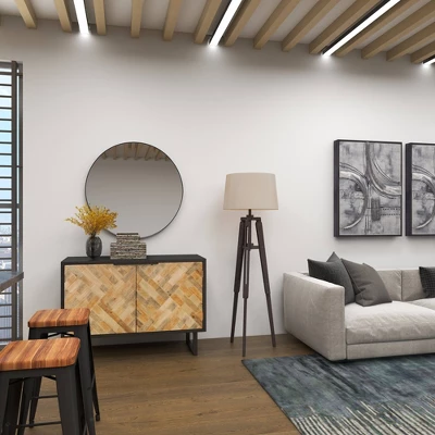 Industrial Wood Floor Lamp Black - Olivia & May 4 Industrial Wood Floor Lamp Black - Olivia & May - Image 2