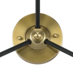 24.5" Mid-Century Glass Globe Flushmount Fixture Ceiling Light (Includes LED Light Bulb) Black/Brass - Cresswell Lighting