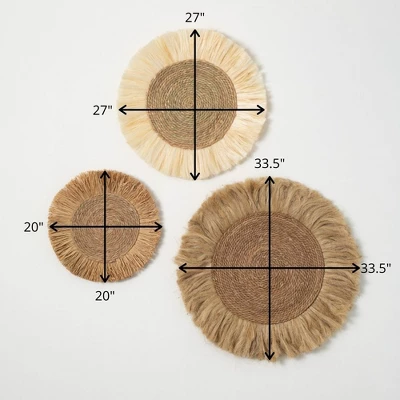 Sullivans Rattan Fiber Wall Medallions Set Of 3, 33.5"H, 27"H & 20"H Brown 9 Sullivans Rattan Fiber Wall Medallions Set Of 3, 33.5"H, 27"H & 20"H Brown - Image 7