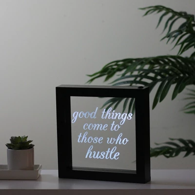 Northlight 9” B/O LED Lighted “Good Things Come To Those Who Hustle” Silkscreen Framed Light Box 4 Northlight 9” B/O LED Lighted “Good Things Come To Those Who Hustle” Silkscreen Framed Light Box - Image 2