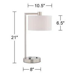 360 Lighting Colby Modern Desk Lamps 21" High Set Of 2 Brushed Nickel With USB And AC Power Outlet In Base White Linen Drum Shade For Bedroom Office -Safavieh Store GUEST 1b67ff4b bc9e 4fd3 8363 50634c0c2d76