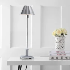 26" Metal Roxy Shade Table Lamp (Includes LED Light Bulb) Silver - JONATHAN Y
