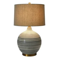 Textured Striped Ceramic Table Lamp With Linen Shade (Includes LED Light Bulb) Black/White/Gray - Storied Home 15 Textured Striped Ceramic Table Lamp With Linen Shade (Includes LED Light Bulb) Black/White/Gray - Storied Home -Safavieh Store GUEST 1e0c4803 d4c4 42c7 aec9 943b7dc86104