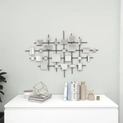 Glam Metal Abstract Wall Decor With Square Mirrored Accents Black - Olivia & May -Safavieh Store GUEST 1e708c31 522e 474e 9e29 12bd44894984