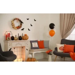 16"x16" Halloween Trick Or Treat Ticking Square Throw Pillow - E By Design -Safavieh Store GUEST 1e9cbf4c 3e73 4277 b9d1 89acbb941da7