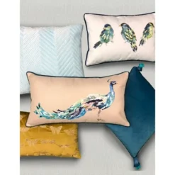 14"x24" Oversized Ribbon Embroidered Blue Birds Lumbar Throw Pillow Light Blue - Edie@Home 12 14"x24" Oversized Ribbon Embroidered Blue Birds Lumbar Throw Pillow Light Blue - Edie@Home -Safavieh Store GUEST 1eaccb98 81f0 4284 aff5 8065564d15ef