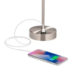 360 Lighting Justin Modern Accent Table Lamps 18" High Set Of 2 Silver With USB Charging Port And Table Top Dimmers White Shade For Bedroom Home Desk -Safavieh Store GUEST 1ed8ffa3 c185 4bb9 be40 1d308b67ccba