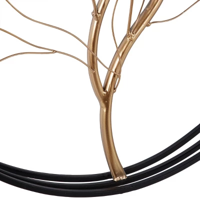 Metal Tree Branch Wall Decor With Black Frame Gold - Olivia & May 4 Metal Tree Branch Wall Decor With Black Frame Gold - Olivia & May - Image 2