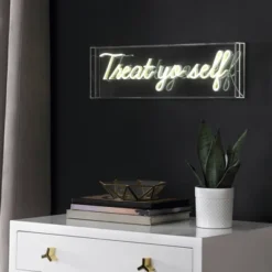 20" Treat Yo Self Contemporary Glam Acrylic Box Pendant (Includes LED Light Bulb) Neon Yellow - JONATHAN Y -Safavieh Store GUEST 217aff0a 3410 4d95 891b 1a085cfd3490