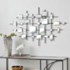 Glam Metal Abstract Wall Decor With Square Mirrored Accents Black - Olivia & May