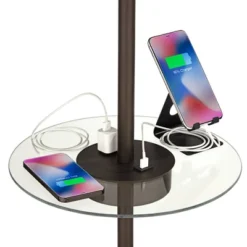 360 Lighting Caper Modern Floor Lamp With Tray Table 60 1/2" Tall Bronze USB And AC Power Outlet Off White Fabric Drum Shade For Living Room Office -Safavieh Store GUEST 25178af4 1c81 47b3 a794 16d28fc00ba3