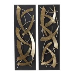 Set Of 2 Metal Abstract Dimensional Wall Decors With Wood Backing Gold - Olivia & May -Safavieh Store GUEST 256eeeab c12f 4f8f bd07 7c542144aefa