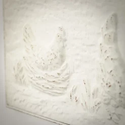 Sullivans Distressed Raised Chicken Art 12.25"H White