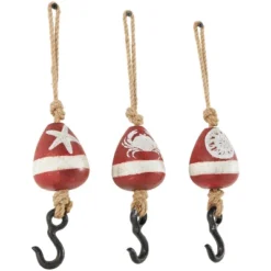 Set Of 3 Wood Buoy Wall Decors With Jute Rope And Metal Hook Red - Olivia & May -Safavieh Store GUEST 27124688 e672 46ae a8b5 ab6a7e27793c