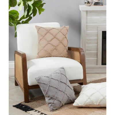 Saro Lifestyle Diamond Design Tufted Poly Filled Pillow 5 Saro Lifestyle Diamond Design Tufted Poly Filled Pillow - Image 3