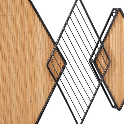 22" X 42" Bamboo Geometric Overlapping Diamond Wall Decor With Metal Wire Brown - Olivia & May 6 22" X 42" Bamboo Geometric Overlapping Diamond Wall Decor With Metal Wire Brown - Olivia & May - Image 4