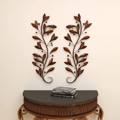 Metal Leaf Wall Decor Set Of 2 Brown - Olivia & May 9 Metal Leaf Wall Decor Set Of 2 Brown - Olivia & May - Image 7